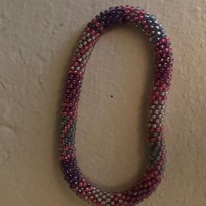 Pastel pink & blue woven bracelet